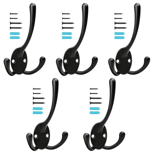 YIHATA 5 Stück Garderobenhaken Kleiderhaken Wandhaken Schwarz Vintage,...