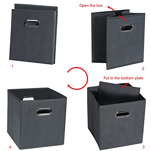 Yunkeeeper Storage Bins Cubes, Fabric Cube Organizer With Handle, Foldable Cube Bins For Cloth Or Accessary Storage, 11X11X11, Set Of 3,(Gray) #TOP4