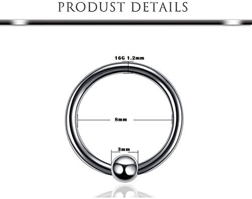 6PCS 16G Stainless Steel Septum Piercing Nose Rings Hoop Tragus Cartilage Retainer Body Piercing Jewelry - Rose gold - Image 3