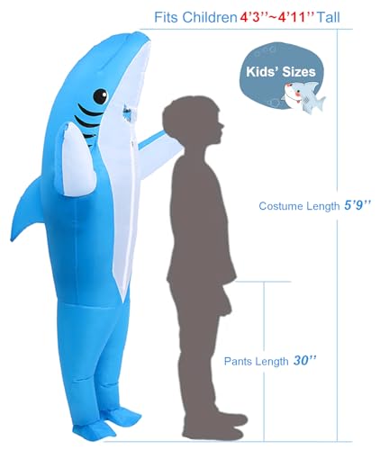 Disfraz inflable de tiburón para niños 4'3"-4'11" miniatura 2