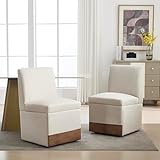 Photo Gallery murul sedie da pranzo in lino (set da 2), girevoli su ruote con ripiano, comode e moderne, in tessuto grigio chiaro (beige) Photo Gallery murul sedie da pranzo in lino (set da 2), girevoli su ruote con ripiano, comode e moderne, in tessuto grigio chiaro (beige)