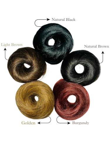 Image of Human Hair Messy Bun for Women | Brown Elastic Hair Bun Scrunchie | Natural Look, Heat Resistant & Reusable Juda for Daily Wear & Parties, Pack Of 1