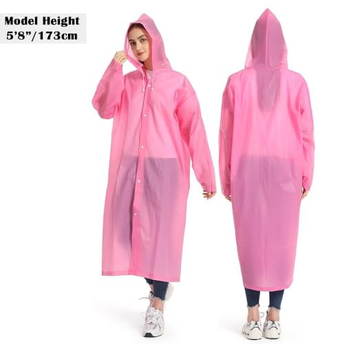 Image of Opret Portable EVA Raincoats for Adults, Reusable Rain Ponchos with Hoods and Sleeves Lightweight Raincoats, 2 Pack