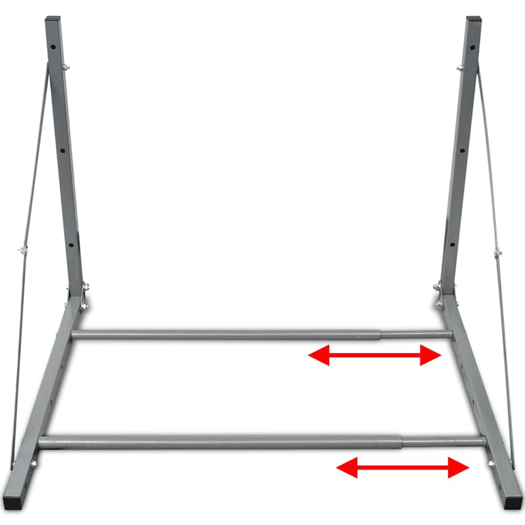 Scaffale per pneumatici argentato in acciaio zincato, pieghevole, regolabile da 81 a 122 cm di larghezza, portata fino a 136 kg, supporto da parete per pneumatici, portabiciclette