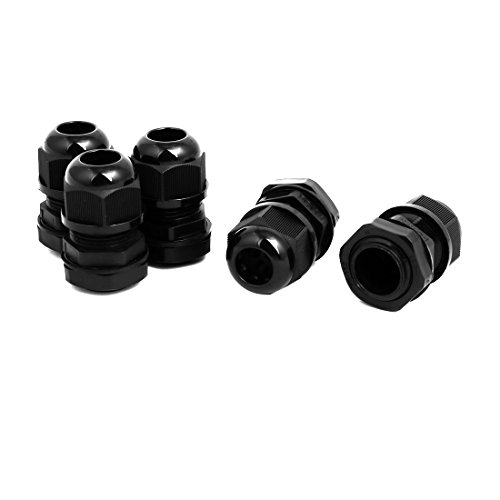 Aexit PG13.5 3.5mm-5mm Transmission Nylon 3 Holes Adjustable Cables Gland Connector Black 5pcs