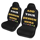 HSPOILDOGED Custom Car Seat Covers for Front Seats Add Your Image Text Logo Personalized Seat Protector Case Customize Elastic Universal Auto Interior Cover Fit Most Car (2 Car Seat Cover)