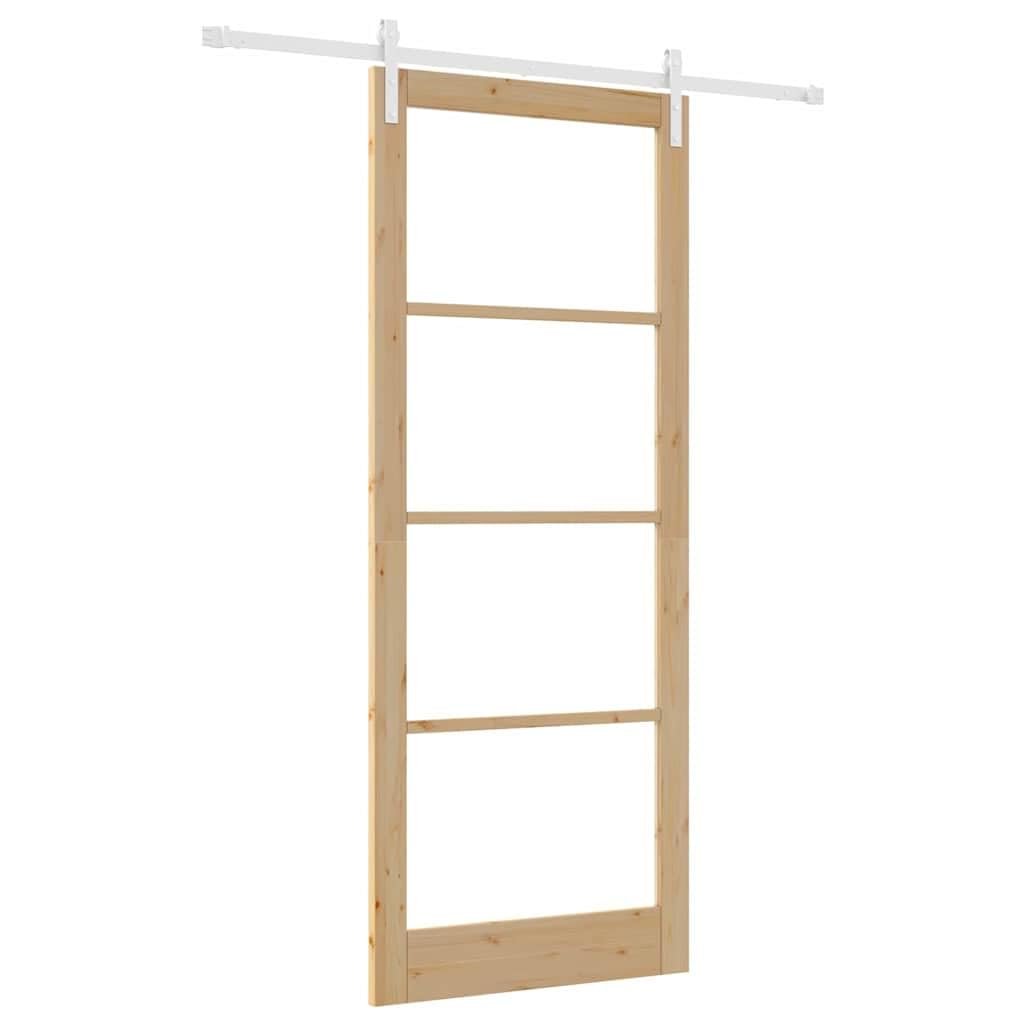 Drzwi przesuwne ORKDAL i lite drewno sosnowe i szklane 93 x 232 cm