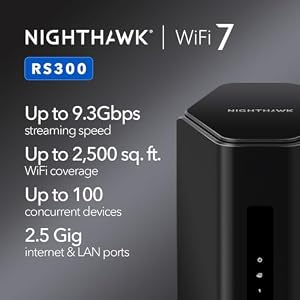 NETGEAR RS300-100NAR Nighthawk RS300 Tri-Band WiFi 7 Router, Wireless Speed Up to 9.3 Gbps, Covers Up to 2500 Sq. Ft., Black - Certified Refurbished — photo 2 of 6