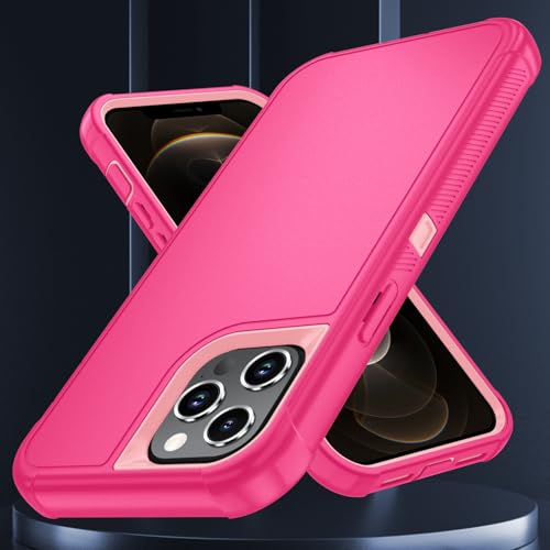 Image of SunStory Compatible with iPhone 12 Pro Max Case with HD Screen Protector, 3-Layer Heavy Duty Full-Body Cover,3 in 1 Hybrid Protective Case for iPhone 12 Pro Max 6.7 inch,PinkRed