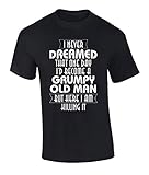 Funny Grumpy Old Man Graphic Short Sleeve T-Shirt-Large Black