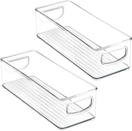 Image of INKULTURE Acrylic Fridge Organiser | Fridge Storage Boxes | Refrigerator Storage Containers | Pack Of 02 | For Vegetable, Fruits Etc | Size-10 inchX 4 inch X 3.0 inch, Transparent