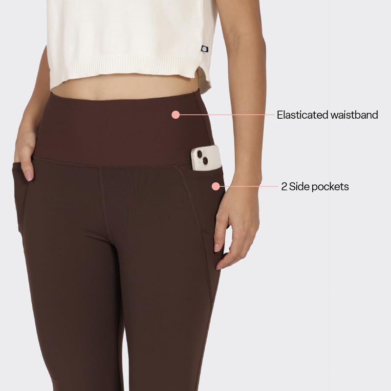Image of Blissclub Ultimate Flare Pants for Women Above 5'5 ft Tall | Ribbed Waistband, 4 Pockets | High Waist Trousers and Formal Pants for Office wear