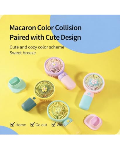 Image of Portable Rechargeable Mini Fan | 400mAh USB Handheld Small Fan with 3 Speed Modes | Silent Personal Pocket Cooling Fan for Travel, Office Desk, Makeup, Kitchen, and Kids (Multicolor)