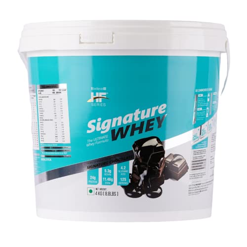 Image of HF Series Signature Whey Protein Powder | With Added EAA and Glutamine|125 SERVINGS|Build Lean and Bigger Muscles|4Kg (SIGNATURE CHOCOLATE)