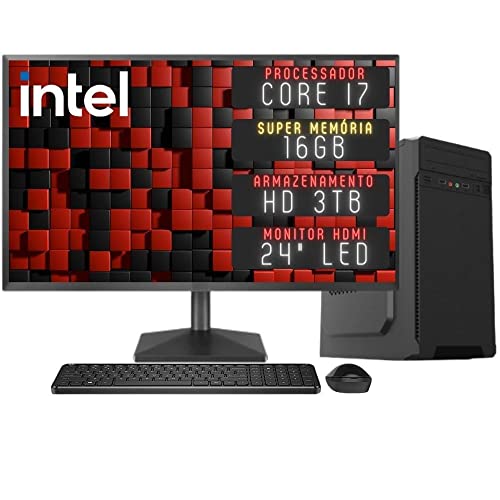 Computador Completo 3green Desktop Intel Core i7 16GB Monitor 24