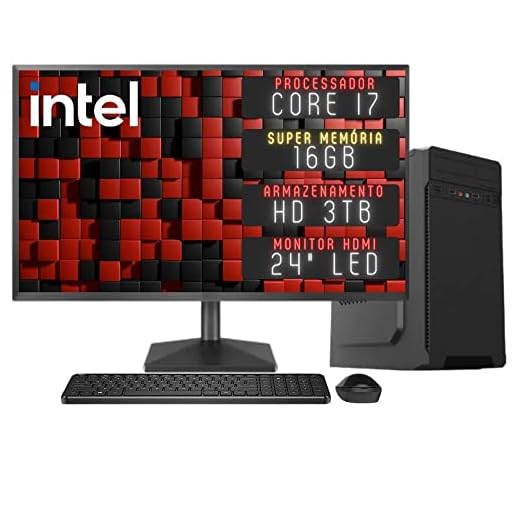Computador Completo 3green Desktop Intel Core i7 16GB Monitor 24" Full HD HDMI HD 3TB Windows 10 3D-163