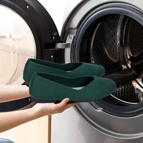 Image of Frank Mully Womens Casual Flat Shoes Square Toe Shoes Knitted Work Flat Comfort Dressy Flat Shoes for Daily Washable