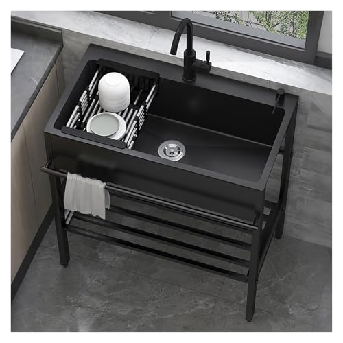 Fregaderos Industriales, Con Grifo Y Estantes De Almacenamiento, Lavadero Pila Exterior, Fregadero Portatil Para Lavadero Patio Trasero Garaje(80 * 45cm/31.5 * 17.7in)