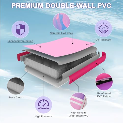 Image of Inflatable Water Hammock Floating Dock 8 FT with Mesh, Tanning Pool Raft Round Ring for Adults, Float Platform for Lake and Beach with Water Ladder and Cup Holder
