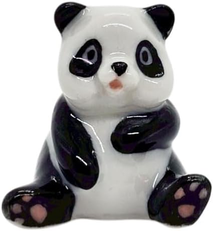Miniatura 9 de WitnyStore Figura de cerámica de panda sentado sentado y mirando a la izquierda de  pulgada de largo, casa de muñecas de oso, cerámica, animal,