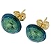 Glass Of Venice Murano Glass Button Stud Earrings - Aqua Gold