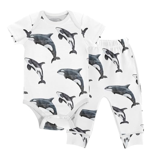 Image of vvfelixl Baby Clothes Cute Cat Baby Bodysuits Set Unisex Short Sleeve Baby Pants Sets 0-3M