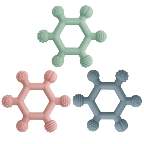 Meartchy 3 Pack Baby Teething Toys, BPA-Free Silicone Baby Teethe...