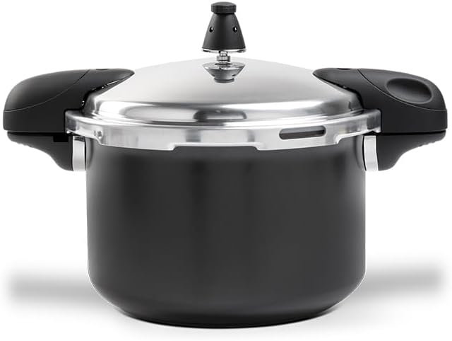 Brinox – Panela de Pressão Pressure 2 Alças 5,4L Ceramic Life Antiaderente com Fundo de Indução – Preto