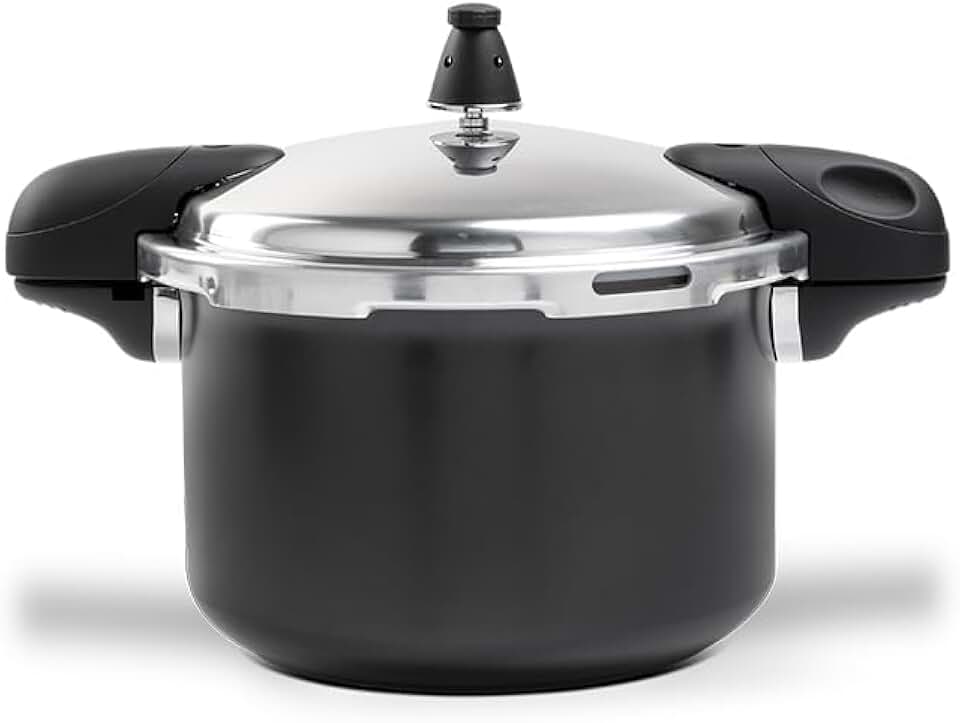 Brinox - Panela de Pressão Pressure 2 Alças 5,4L Ceramic Life Antiaderente com Fundo de Indução - Preto