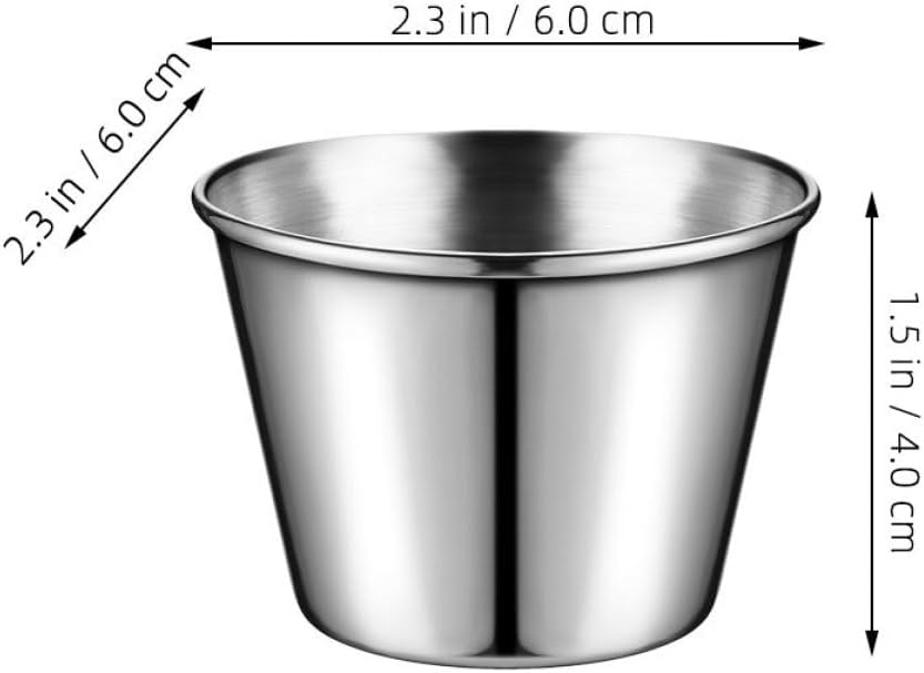 Stainless Steel Sauce Cups and Dipping Containers Small Condiment Bowls 60ml for Hot Pot and Western Cuisine 4pcs Set for Dining and Entertaining