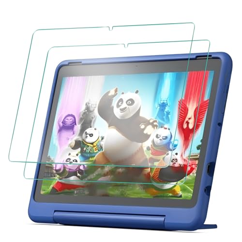XunyLyee Schutzfolie für Fire HD 10 Kids Pro/ 10 Kids/Fire HD 10 Tablet 13./11. Generation, (2023/2021 Release), Displayschutz Folie Panzer Schutz Glas, 9H Härte, HD Klar, 2 Stück