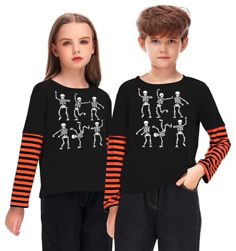 Image of Remimi Unisex Kids Christmas Long Sleeve Shirt Xmas Print Stripe Shirts 2-12 Years