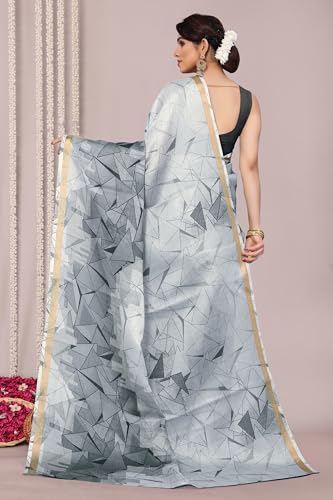 Image of MIRCHI FASHION Saree for Woman Cotton Blend Geometric Printed | Polished Professional Office Wear and Regular Daily Sari with Blouse Piece
