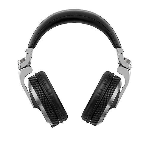 PIONEER DJ HDJ-X7-S - Closed-back Circumaural DJ Headphones with 50mm Drivers, with 5Hz-30kHz Frequency Range, Detachable Cable, and Carry Pouch - Silver