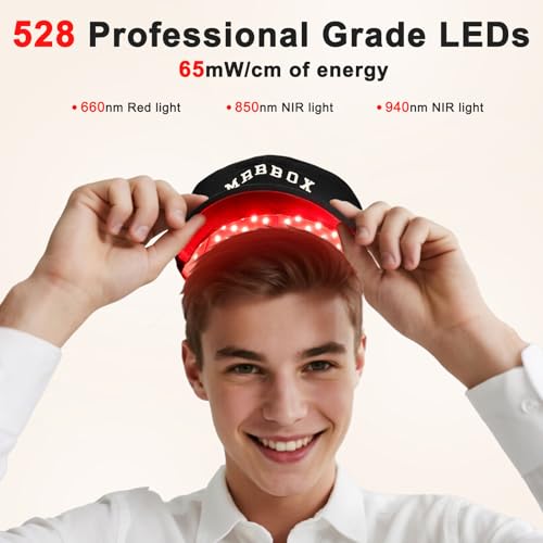 Image of Red Light Hair Growth Cap, 528 Total Light Emitters, Red Light Therapy for Hair,At-Home Scalp Care for Men & Women,Gift Idea,Adjustable Comfort Disgn,Black Cap
