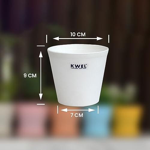 Image of KWEL N Pot for Home Garden, White, Pack of 24 | Outdoor Balcony, Nursery, Flower Planting