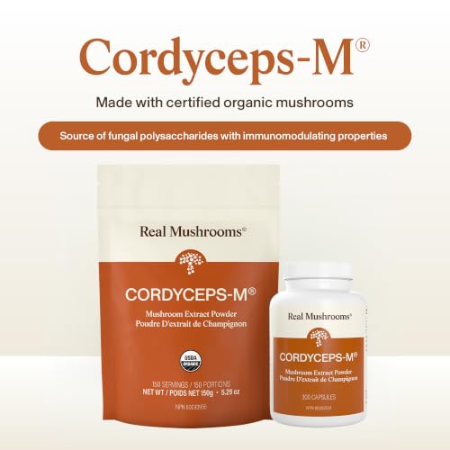 Image of Real Mushroom Cordyceps Mushroom Powder - Cordyceps Mushroom Energy and Performance - Organic Cordyceps Powder with Beta-Glucans, Vegan Supplement, Non-GMO, 150 Servings