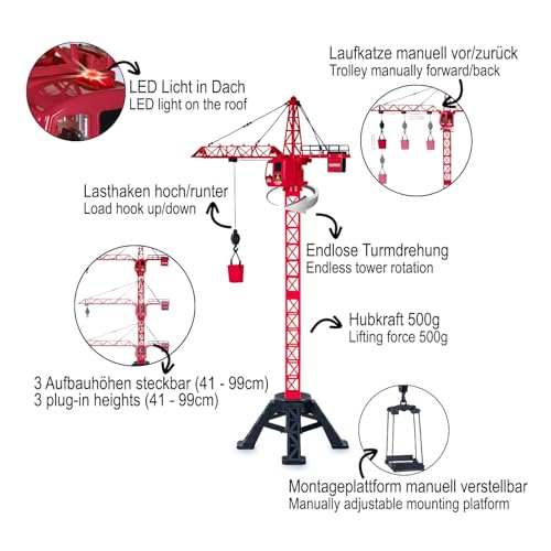 Grue géante télécommandée Jamara 406321 avec rotation 360° pour enfants