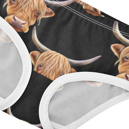 Toddler Girls Underwear 2t Cotton Panties Little Girl Artistic Kids Briefs Undies Cute Highland Cow Heads Black4
