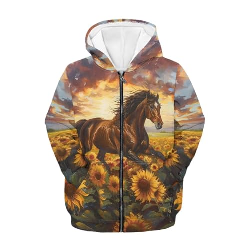 Unisex Zipper Sweatshirt Boys Girls Hooded with 2 Pocket Pullover Hoodies for 6-16Y Kids