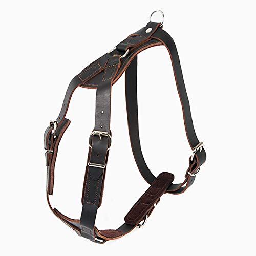 SK9 Arnés de Cuero para Perro, un Arnés Profesional Duradero y Cómodo (Talla L 80-100 cm, Negro) Cover