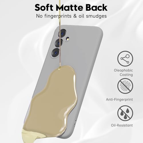 Image of DIZORO Microfiber Candy Case Compatible for Samsung S24 fe Smooth Touch Cushion Liquid Soft Silicone Gel Rubber Phone Cases Non-Slip Full Body Protective Shockproof Back Cover - Titanium