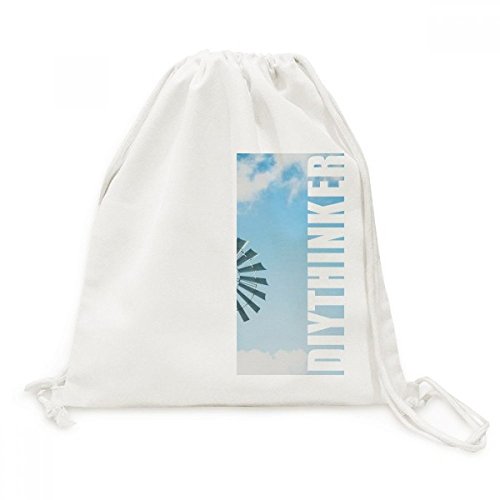 Sac cordon moulin à vent blanc et bleu ciel de voyage