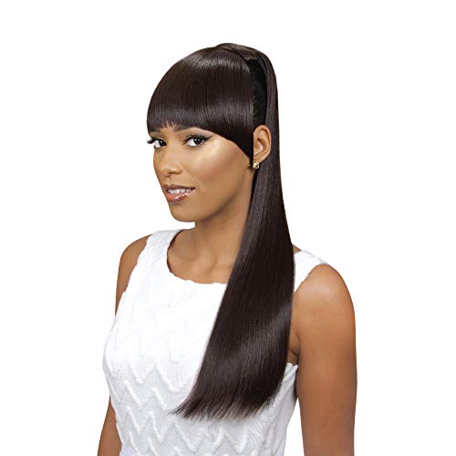 EVE HAIR Casablanca - 100% Heat Retardant Fiber 2 in 1 Bang & Ponytail - Bang Hair Extension with 24" Straight Drawstring Ponytail - Color: 1