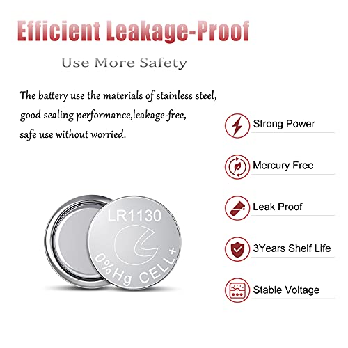 ag10 lr1130 pile bouton alcaline 1.5v, lot de 40, sans mercure,【3 ans garantie de stockage】