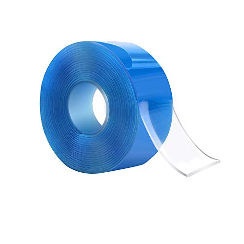 Hakkatronics Transparent Tape for Office/House Organize, Double Sided Reusable Tape, Traceless Sticky Strips - Durable and Washable for Kitchen/Household/Desk (16.4 FT/1.2 in)