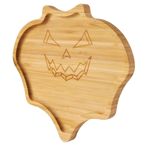 TJ POP Kleines Halloween Serviertablett in Fledermausform – Bambus Servierbrett für Süßigkeiten, Snacks & Desserts, Dekorative Platte für Party & Festtafel