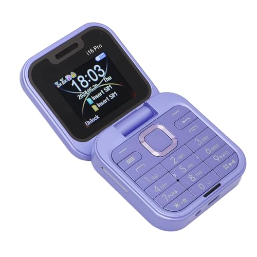 Tangxi Teléfono Flip Desbloqueado, 2G, 1.77 Pulgadas, 16 GB, Purple, Plegable, Comunicación Básica y Entretenimiento