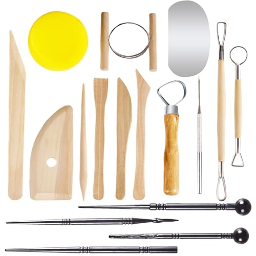 töpferwerkzeug set,ton werkzeug set,17-Stücke modellierwerkzeug ton,töpfer werkzeug,töpfern zubehör,polymer clay tools,pottery tools