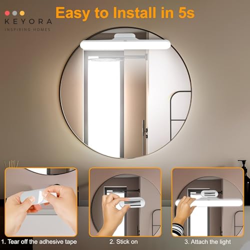 Image of KEYORA Slim LED Under Cabinet Lamp with Curved Edge, 3-Color Dimmable Modes, 1200mAh Battery, USB Rechargeable Magnetic Mount LED Light Bar for Kitchen, Closet, Wardrobe & Bedroom Lighting